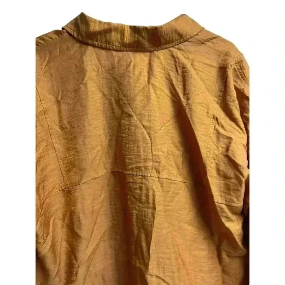Soft Surroundings Mustard Color 3/4 Sleeves Button Front Top Large - Picture 8 of 9